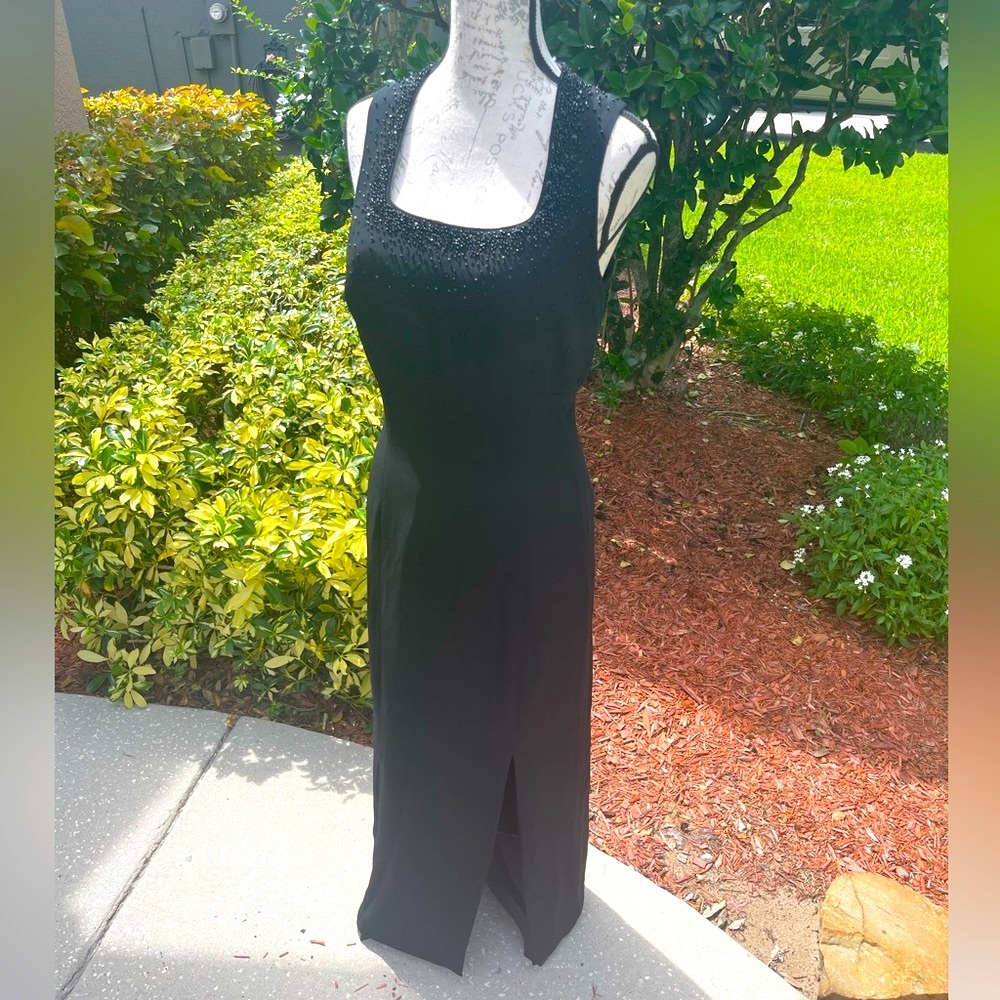 Vintage Black Beaded Formal Dress by Liz Claiborne size 12